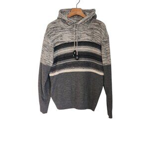 The Slope Sweater Cowl Neck Hooded Knit Black Gray White‎ Unisex Medium